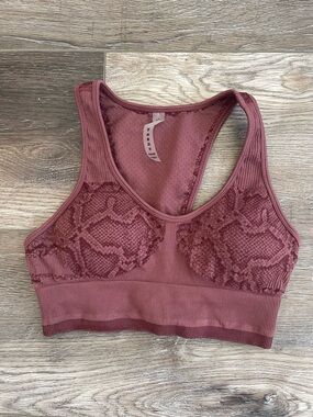Varley Maroon Rose Snake-Print Seamless Sports Bra worn once size S